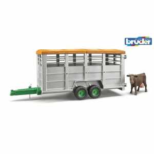 bruder Anhänger Viehtransport Kuh 1:16, inklusive 1 Kuh, Bruder