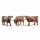 Tierfigur Kuh 3fach sortiert braun, Kopf rechts, unten, links,