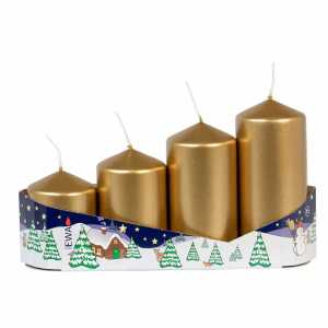 Stumpenkerzen gestuft gold metallic 4er