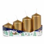 Stumpenkerzen gestuft gold metallic 4er