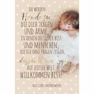 Glückwunschkarte zum Baby Engelsflügel mit Spruch