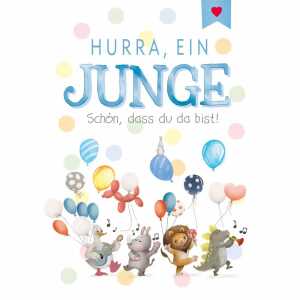 Glückwunschkarte zum Jungen A4 lustige Tiere