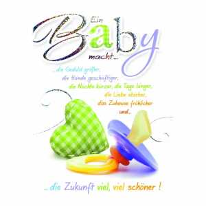 Glückwunschkarte zum Baby Herz und Nukel