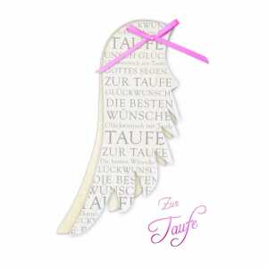 Glückwunschkarte Taufe Mädchen Engelsflügel