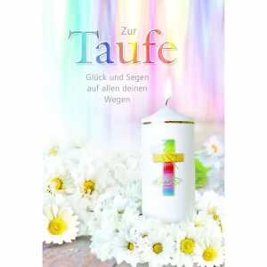 Glückwunschkarte Taufe Taufkerze weiße Blüten