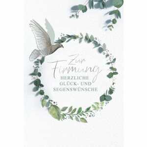 Glückwunschkarte Firmung Kranz und Taube