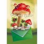 Geldscheinkarte Pilz Druckkarte weißer Karton