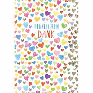 Dankeskarte Herzen Druckkarte weißer Karton