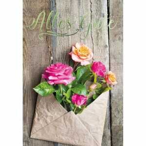 Klappkarte Alles Gute Rosen im Briefumschlag