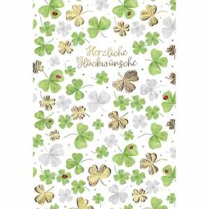 Glückwunschkarte Kleeblätter 4016723412552