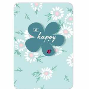 Klappkarte be happy mit aberundeten Ecken