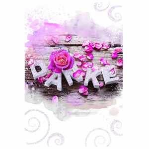 Dankeskarte Rosenblätter mit Glittereffekt