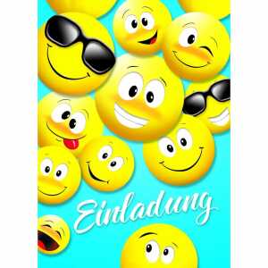 Einladungskarten Smileys 5er mit Umschlag