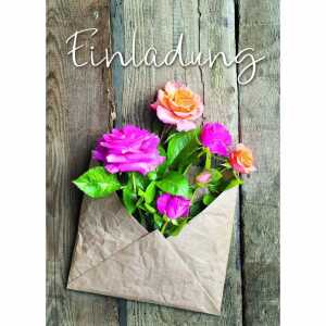 Einladungskarten Rosen Innentext 5er Umschlag