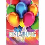 Einladungskarten bunte Ballons mit Innendruck, 5er