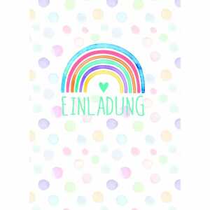 Einladungskarten Kinder Regenbogen 5er, mit Umschlag und Innendruck