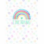 Einladungskarten Kinder Regenbogen 5er, mit Umschlag und...