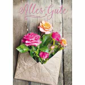 Glückwunschkarte Rosen im Umschlag