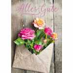 Glückwunschkarte Rosen im Umschlag