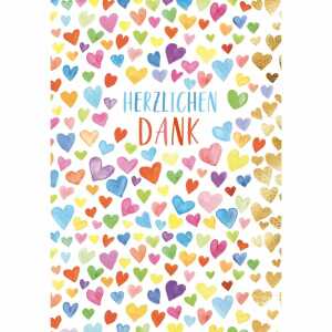 Dankeskarte bunte Herzen 4016723455108