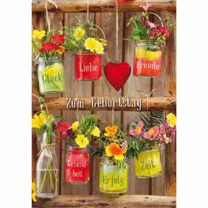 Geburtstagskarte Blumen im Glas