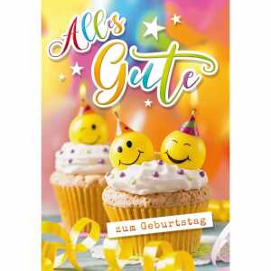 Geburtstagskarte Törtchen mit Smileys