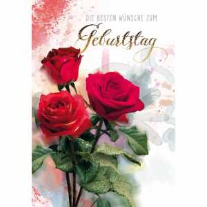 Geburtstagskarte Rosen rot 4016723457201