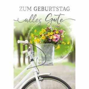 Geburtstagskarte Fahrrad Blumen Korb