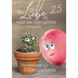 Glückwunschkarte Silberhochzeit Kaktus