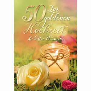 Glückwunschkarte Goldhochzeit Kerzenglas