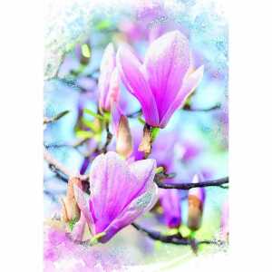 Klappkarte Magnolien Schlitten