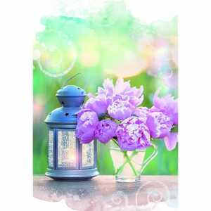 Klappkarte Magnolien mit Glittereffekt