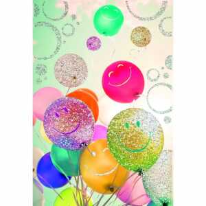 Klappkarte Ballons mit Glittereffekt