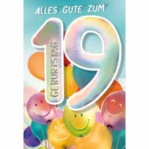Zahlenkarte Kinder 19. Geburtstag