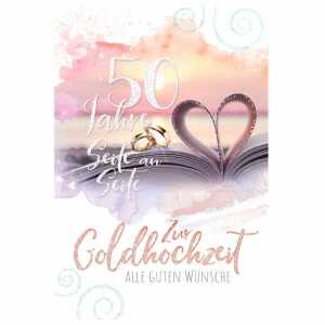 Glückwunschkarte Goldhochzeit Buchseite, Glittereffekt
