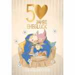 Glückwunschkarte Goldhochzeit Schweine