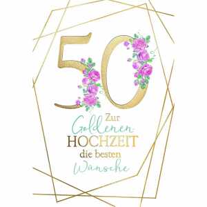 Glückwunschkarte Goldhochzeit Ringe