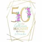 Glückwunschkarte Goldhochzeit Ringe