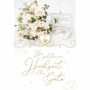 Glückwunschkarte Goldhochzeit weiße Rosen 4016723721340