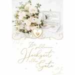 Glückwunschkarte Goldhochzeit weiße Rosen...
