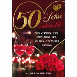 Glückwunschkarte Goldhochzeit Wein