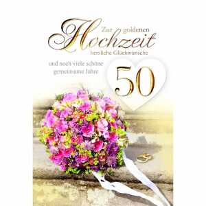 Glückwunschkarte Goldhochzeit Blumenstrauß
