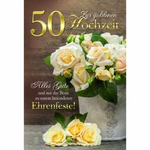 Glückwunschkarte Goldhochzeit weiße Rosen 4016723722163