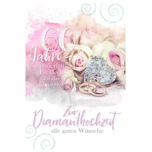 Glückwunschkarte Diamanthochzeit Herz