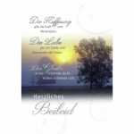 Trauerkarte durch Wolken strahlendes Licht