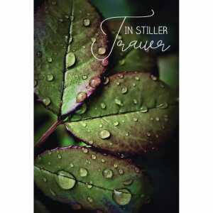 Trauerkarte Blatt und Tropfen 4016723810877
