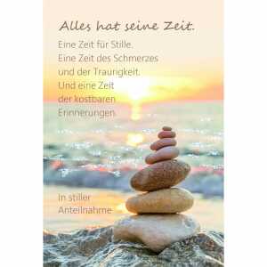 Trauerkarte Wasser spiegelt Sonnenuntergang, Glittereffekt