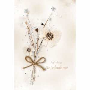 Trauerkarte Blumen mit Glittereffekt 4016723811843