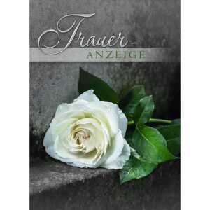 Dankeskarten Trauer Rose weiß 5er 4016723817470