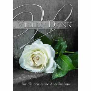Dankeskarten Trauer Rose weiß 5er 4016723817487
